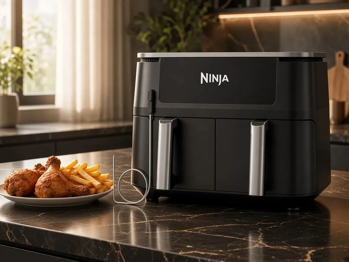 Ninja Foodi DZ550 dual-basket air fryer with NINJA logo visible